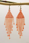 Light Salmon Orange Glass Beads Triangular Chandelier Earring