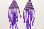 Medium Orchid Purple Glass Beads Triangular Chandelier Earring