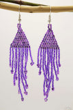 Medium Orchid Purple Glass Beads Triangular Chandelier Earring