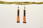 Coral Orange & Black Glass Beads Cylindrical Chandelier Earring
