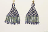 Gray Chrome Glass Beads Triangular Chandelier Earring- Small