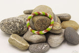 Green, White & Brown Glass Beads Roll On Bracelet 