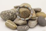 Shiny White & Brown Glass Beads Mix Pattern Roll On Bracelet