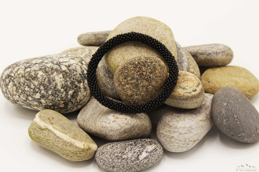  Black Glass Beads Roll On Bracelet