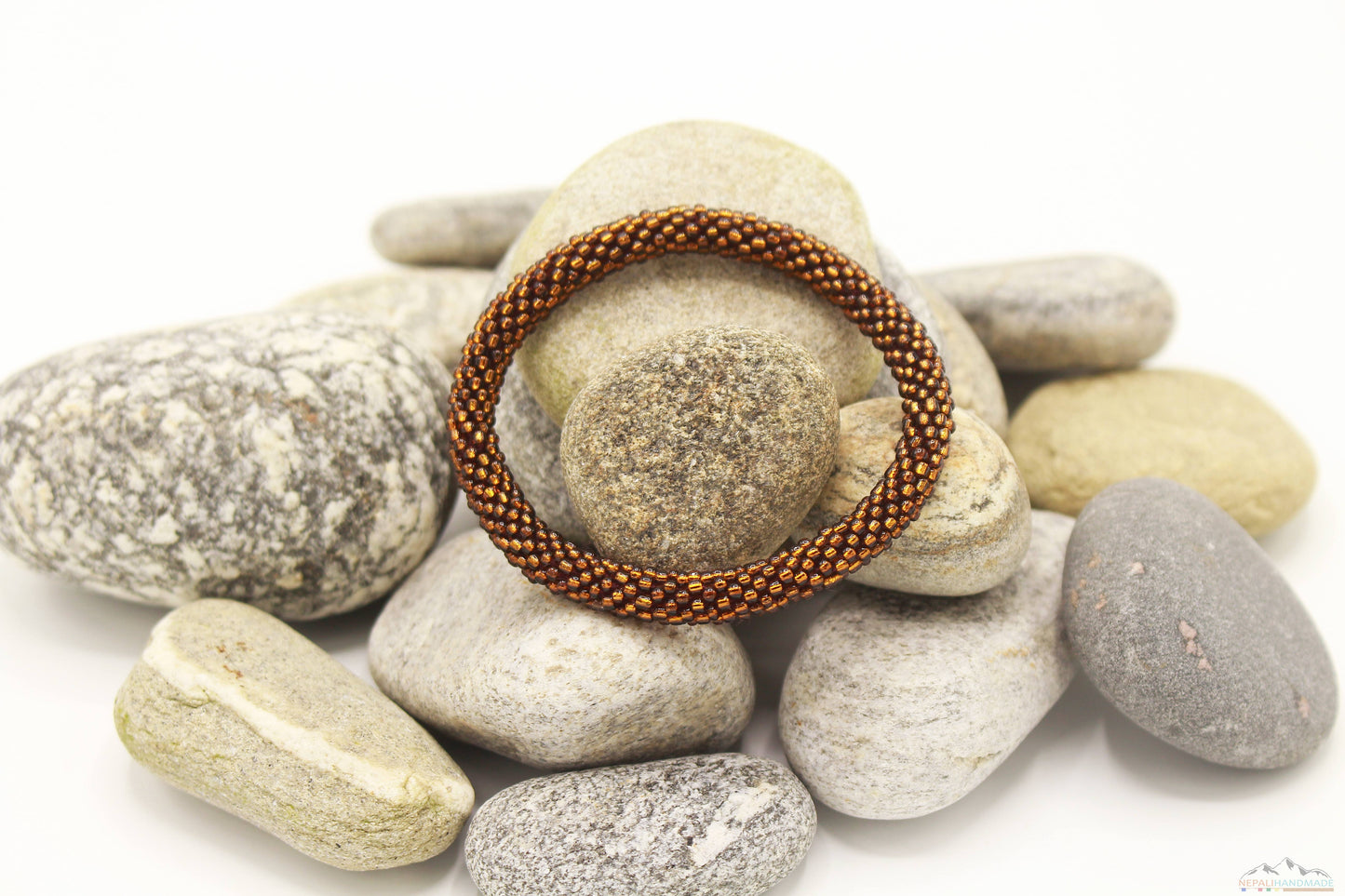 Saddle Brown Beads Roll On Bracelet
