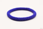 Dark Blue Glass Beads Roll On Bracelet