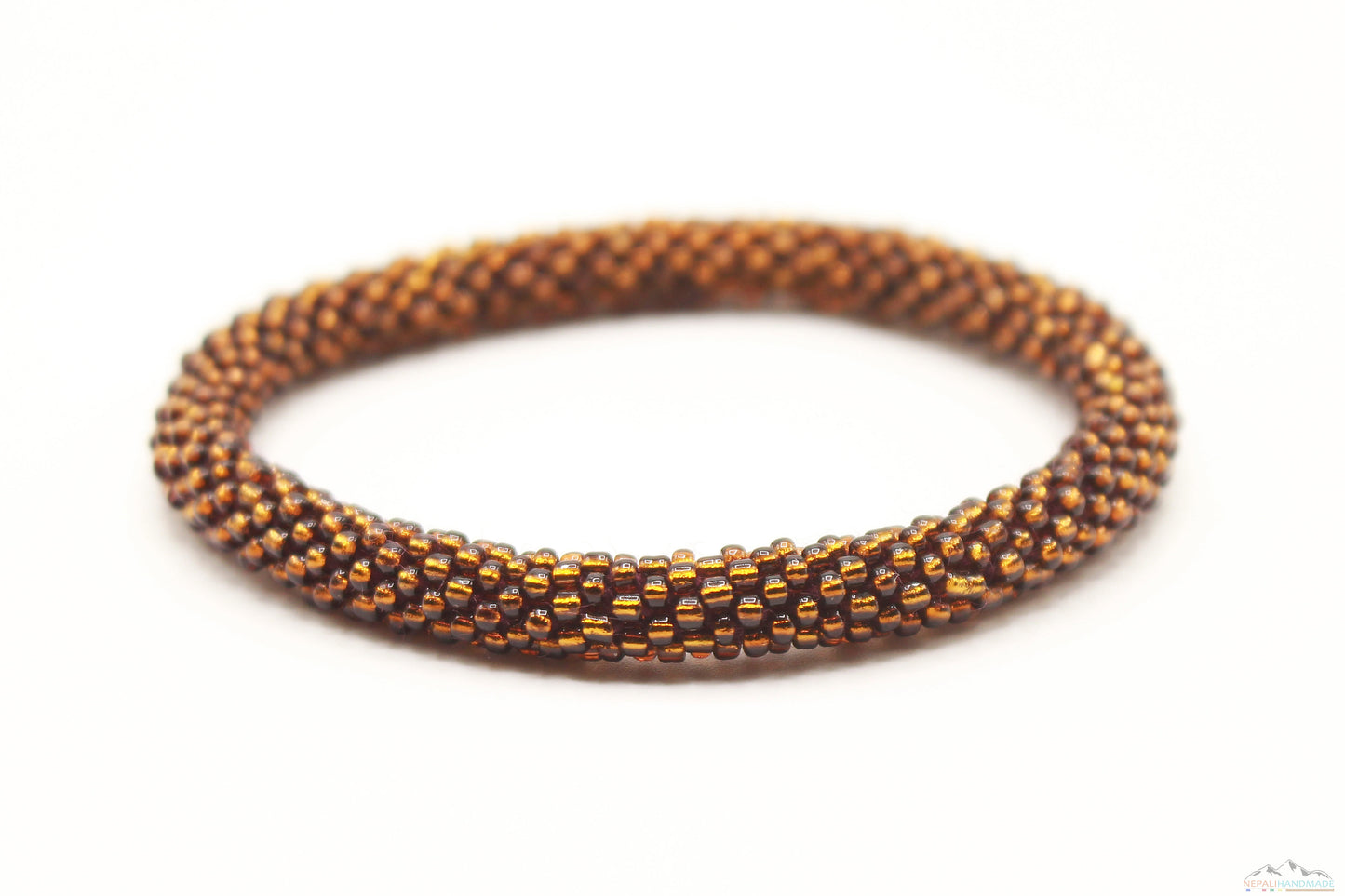 Saddle Brown Glass Beads Roll On Bracelet