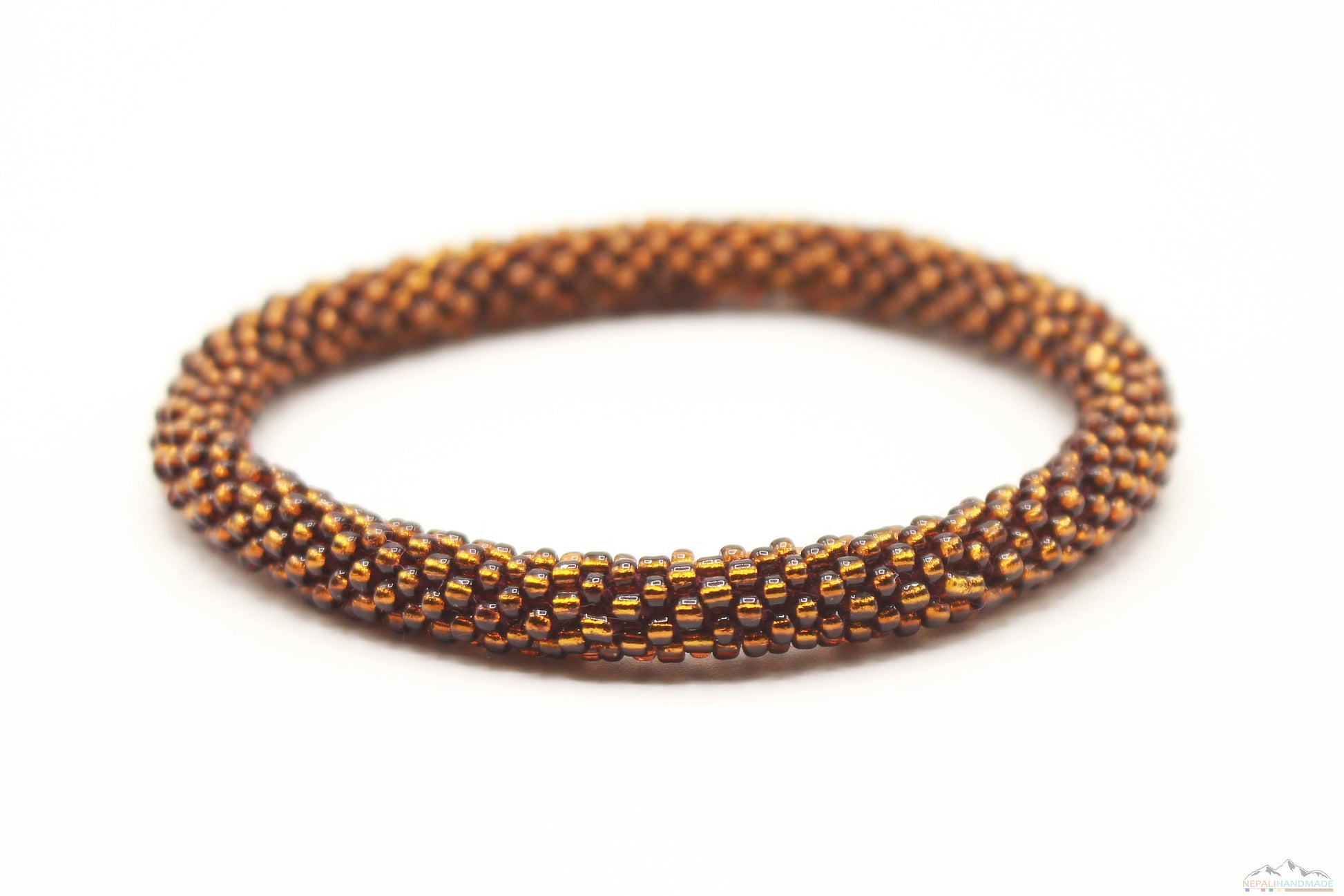 Saddle Brown Glass Beads Roll On Bracelet