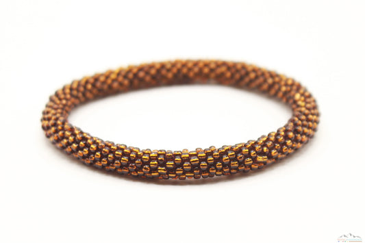 Saddle Brown Glass Beads Roll On Bracelet