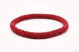 Dark Red Glass Beads Roll On Bracelet