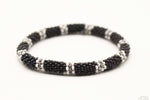 Black, White and Gray Glass Beads Roll On Bracelet