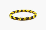 Black And Yellow Glass Beads Roll On Bracelet