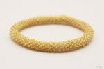 Shiny Khaki Yellow Glass Beads Roll On Bracelet