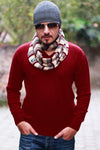 Men's Red Cashmere V-Neck Sweater