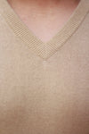 Men's Wheat-Brown Cashmere V-Neck Sweater