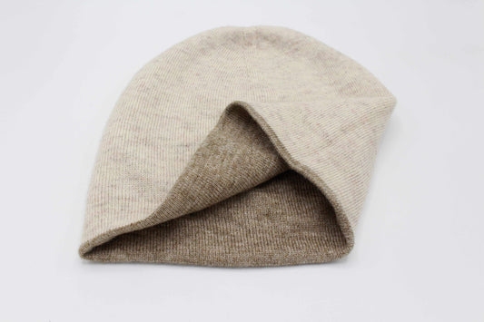 Double Sided Blurrywood  Brown And Gray 100% Cashmere Cap/Beanie