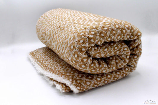 Sandy Brown Diamond Cut Cashmere Blanket