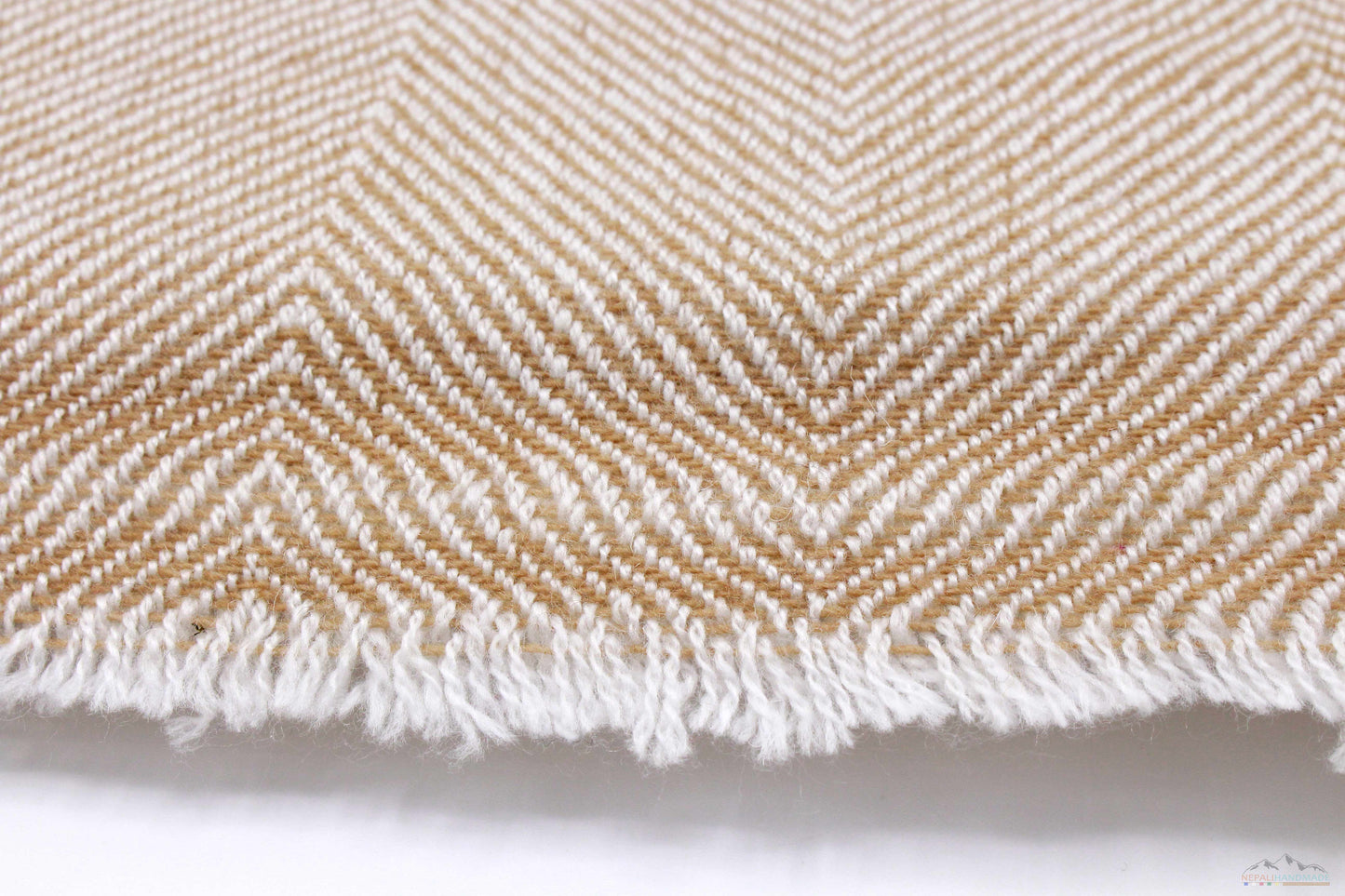 Blurywood Brown Herringbone Cashmere Blanket