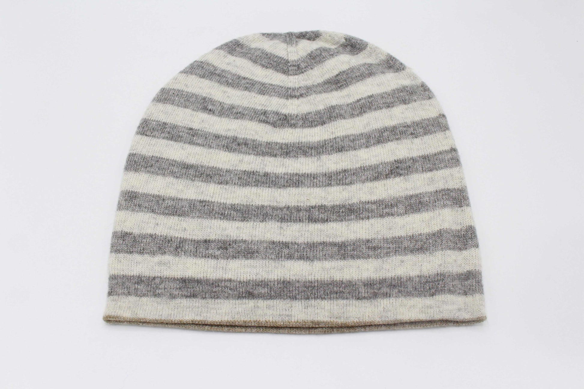 Double Sided Dark Brown & Gray Stripes Unisex Cashmere Cap