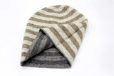 Double Sided Gray & Brown Stripe Unisex Cashmere Cap/Beanie