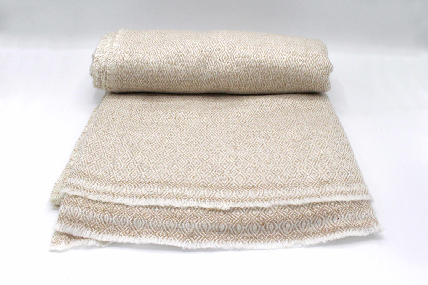 Bisque Brown Diamond Pattern Cashmere Blanket