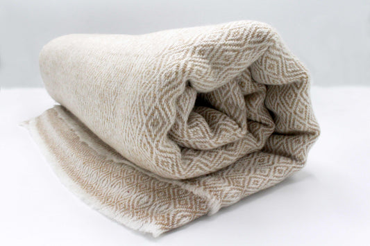 Bisque Brown Diamond Pattern Cashmere Blanket