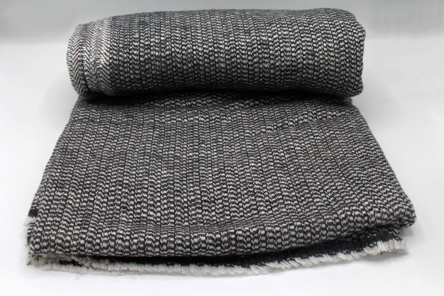 Classic Black & White Check Cashmere Blanket