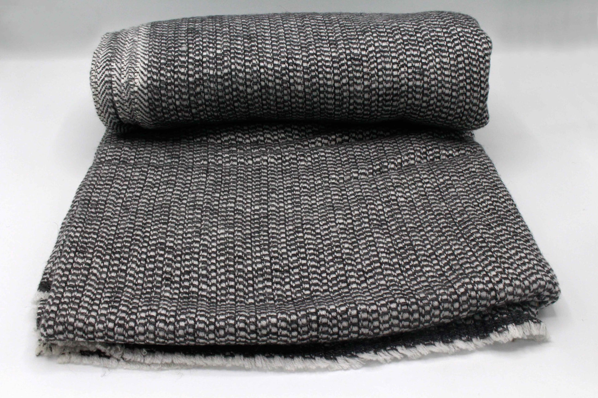 Classic Black & White Check Cashmere Blanket