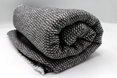 Classic Black & White Check Cashmere Blanket