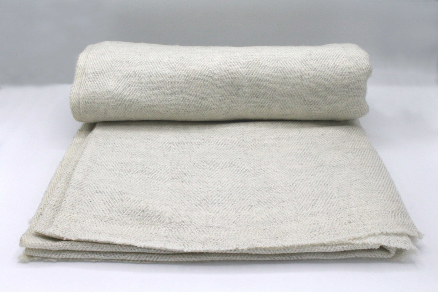Off White Chevron Pattern Cashmere Blanket