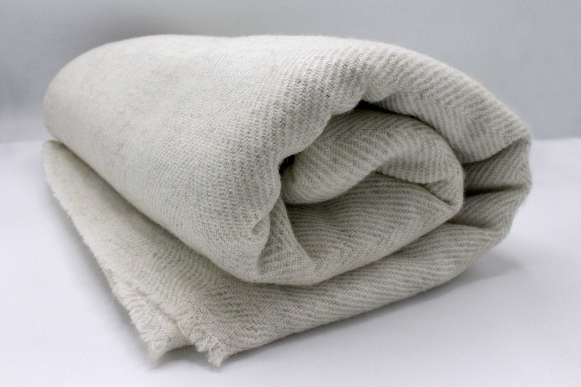 Off White Chevron Pattern Cashmere Blanket