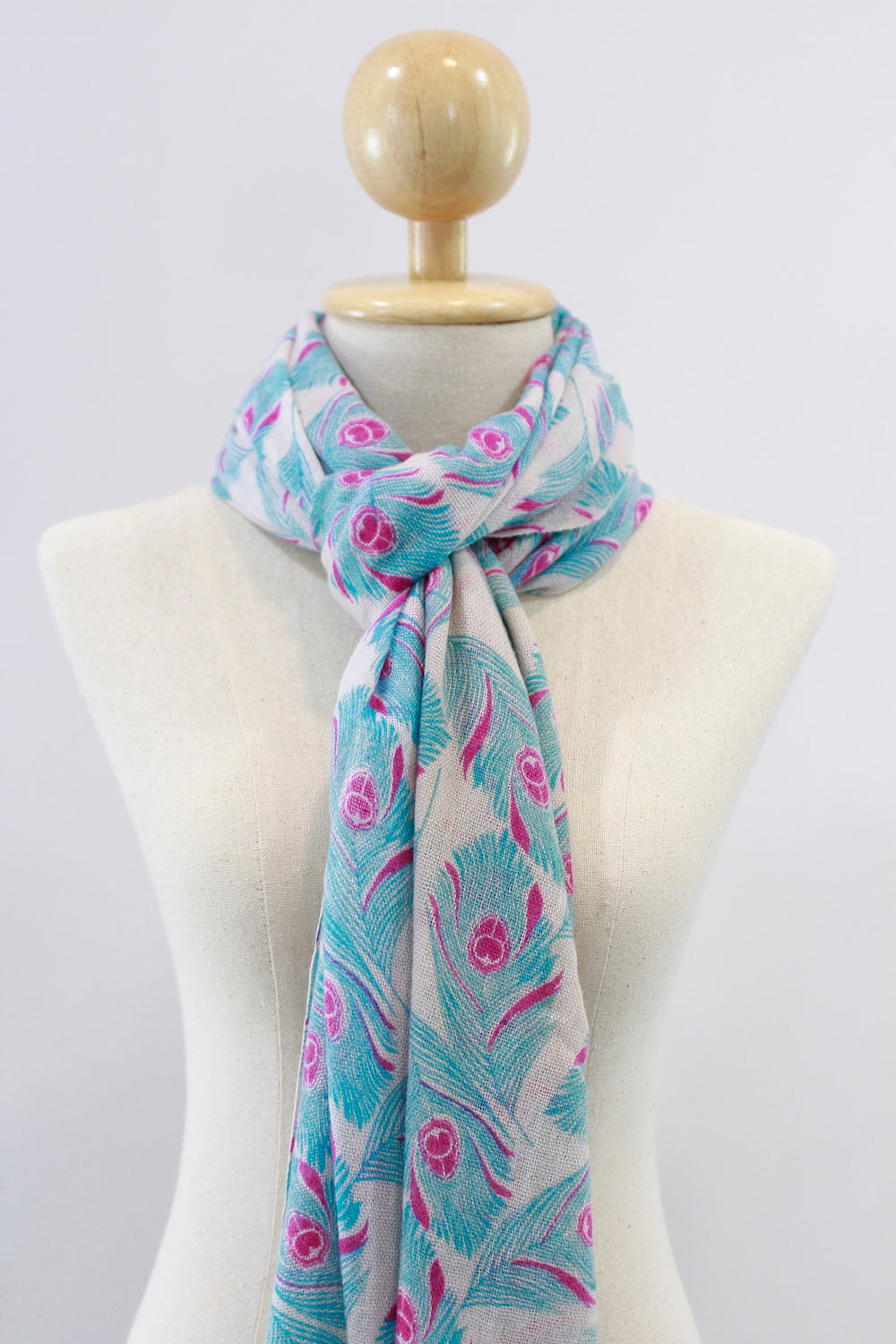 100% Cashmere Feather Blue & Pink Pashmina Shawl/Scarf