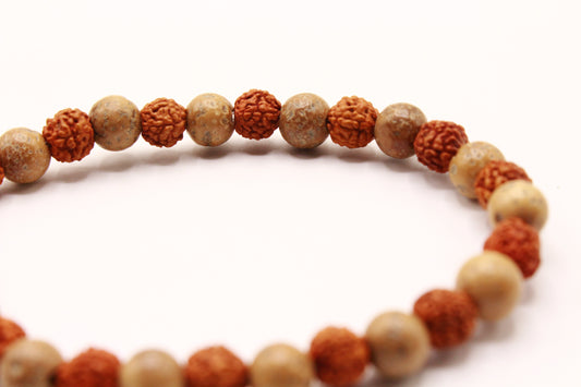 6mm Rudraksha And Lotus Seeds Bracelet
