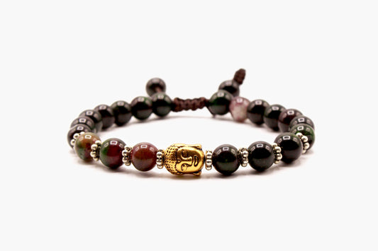 Dark Green Jade Stone Buddha Face Bracelet | Nepali Handmade Store