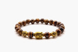 Tiger Eye Stone And Buddha Head 8 mm Beads Bracelet