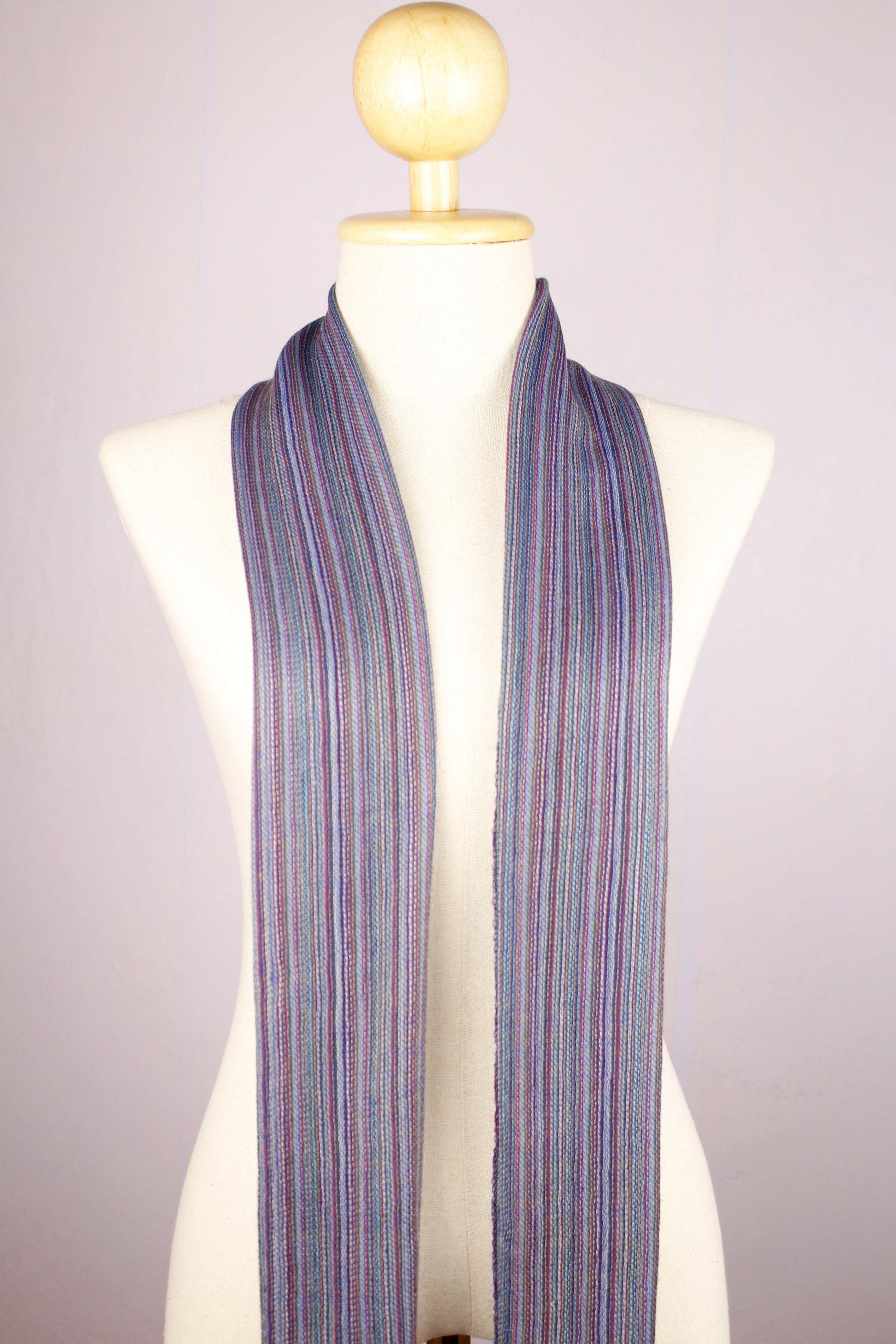 Multicolored Stripes Blueish Sheep Wool Muffler