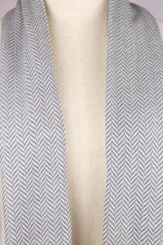 100% Wool Chevron Gray Scarf/Muffler