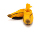 Brilliant Yellow Pointed Hand Felted Wool Baby Booties