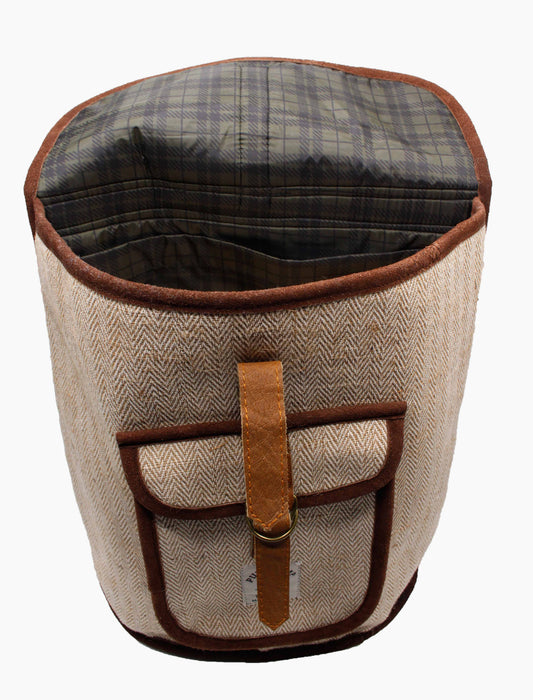 Novajo White Herringbone Unisex Hemp Backpack