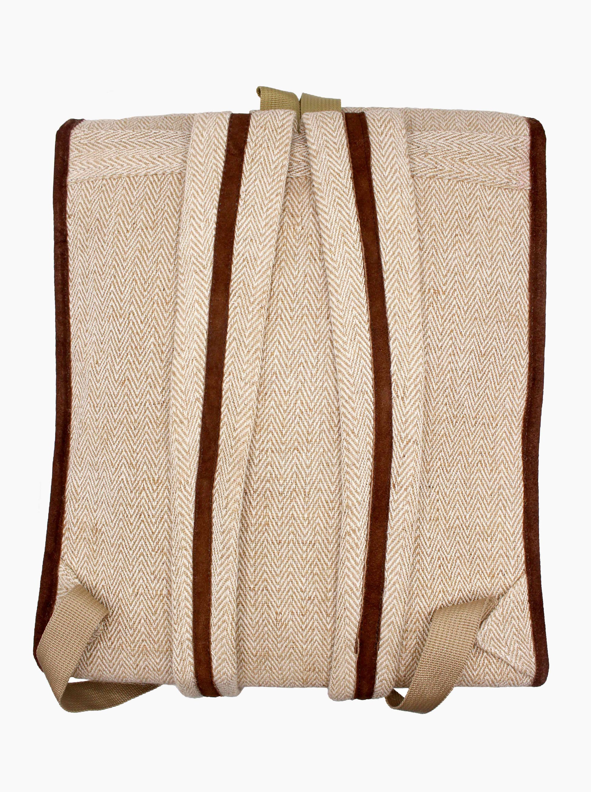 Novajo White Herringbone Unisex Hemp Backpack