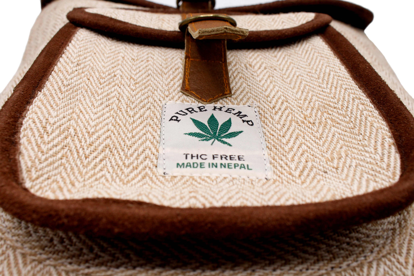 Novajo White Herringbone Unisex Hemp Backpack