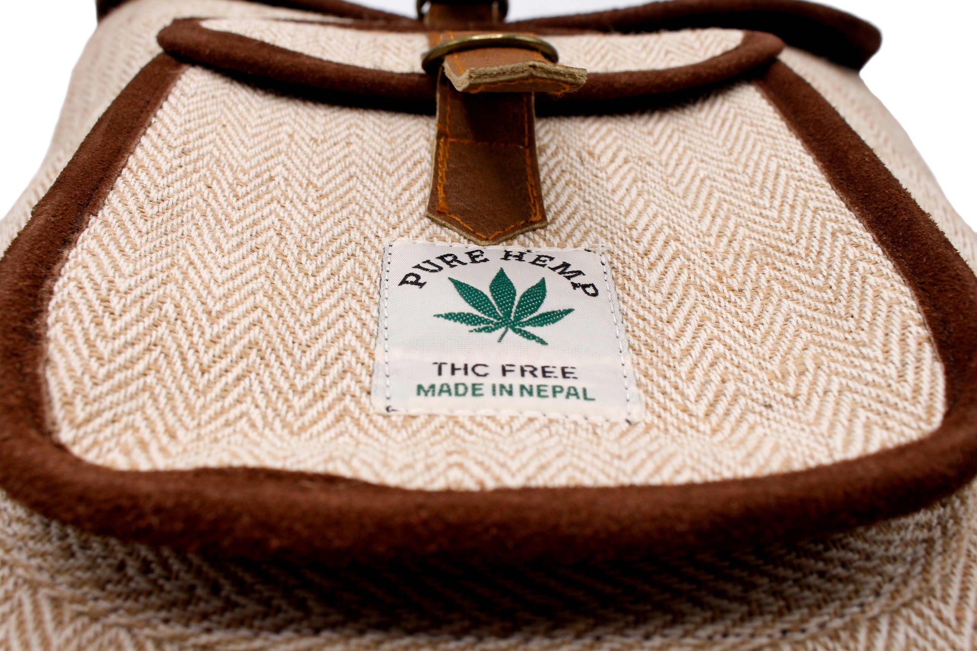 Novajo White Herringbone Unisex Hemp Backpack