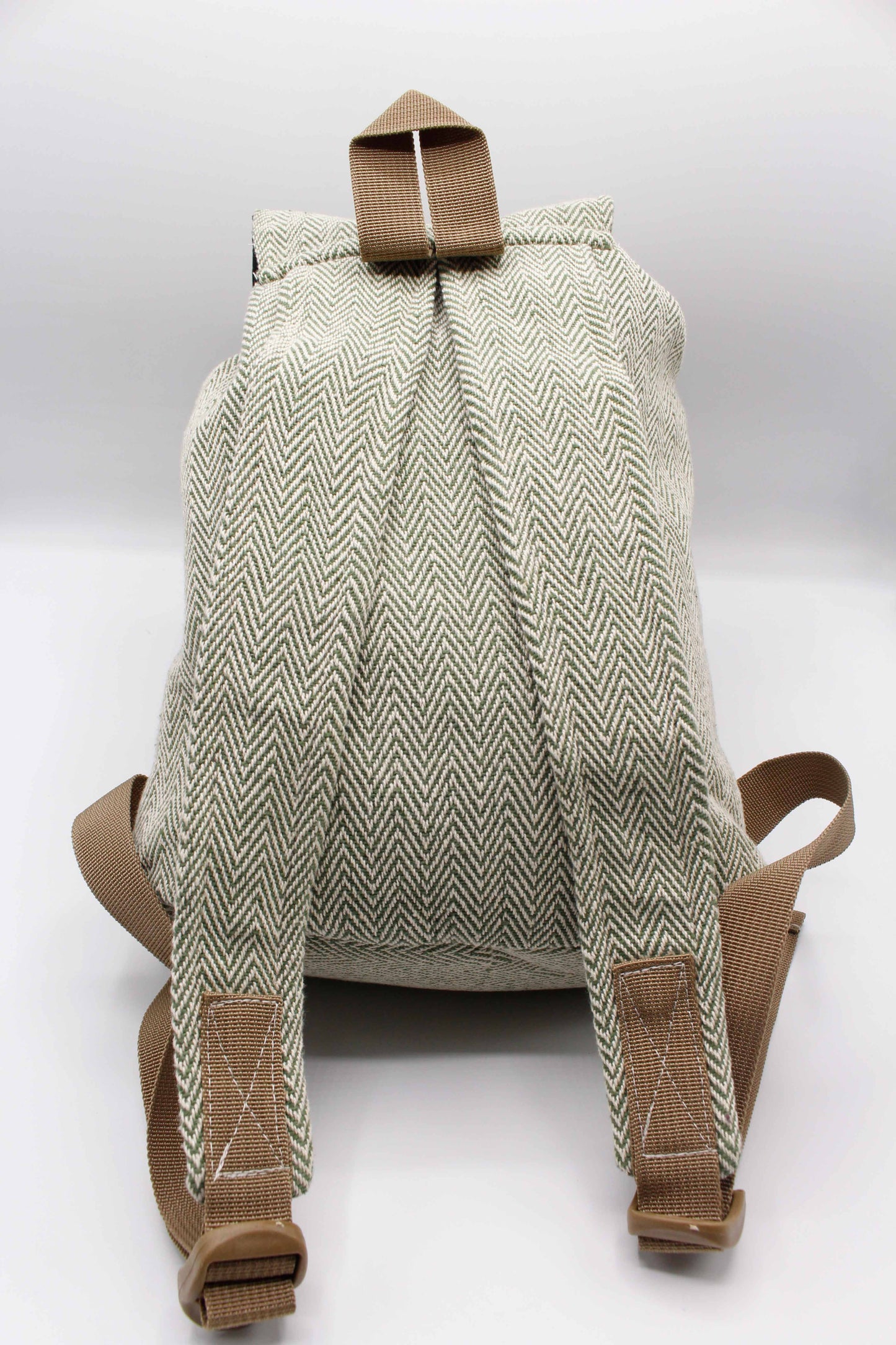Dark Sea Green Herringbone Unisex Hemp Backpack