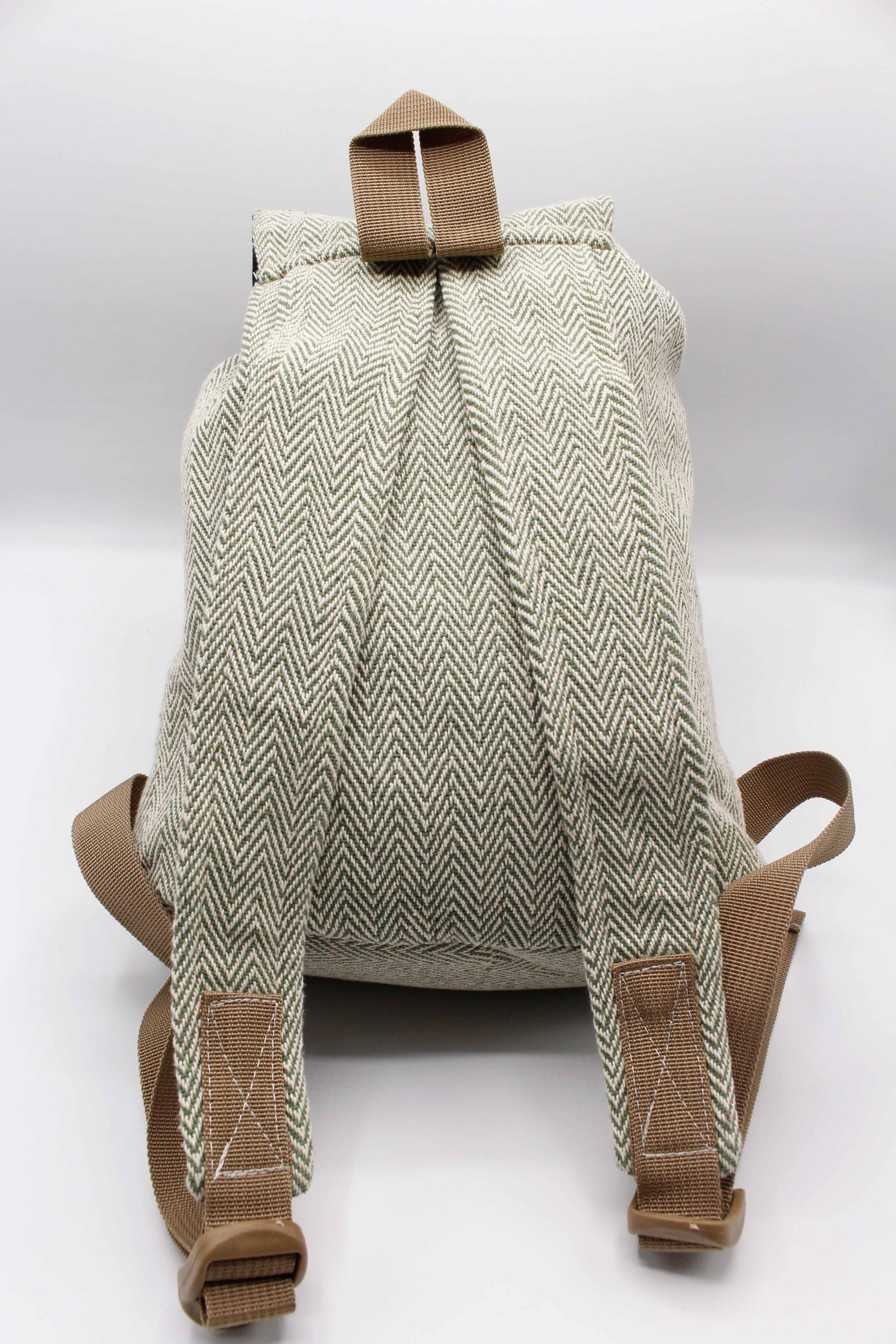 Dark Sea Green Herringbone Unisex Hemp Backpack