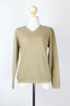 Bisque V-Neck Cashmere Pullover Sweater For Women