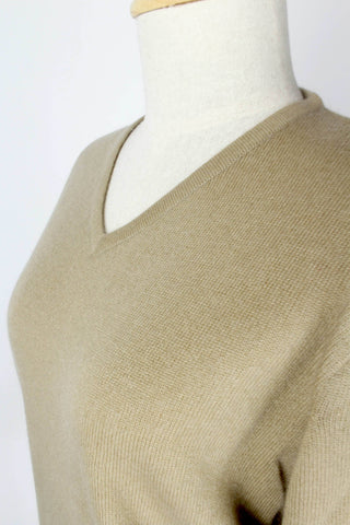 Bisque V-Neck Cashmere Pullover Sweater For Women