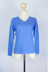 Women's Cornflower Blue V-Neck Cashmere Pullover/Sweater