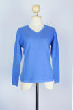 Women's Cornflower Blue V-Neck Cashmere Pullover/Sweater