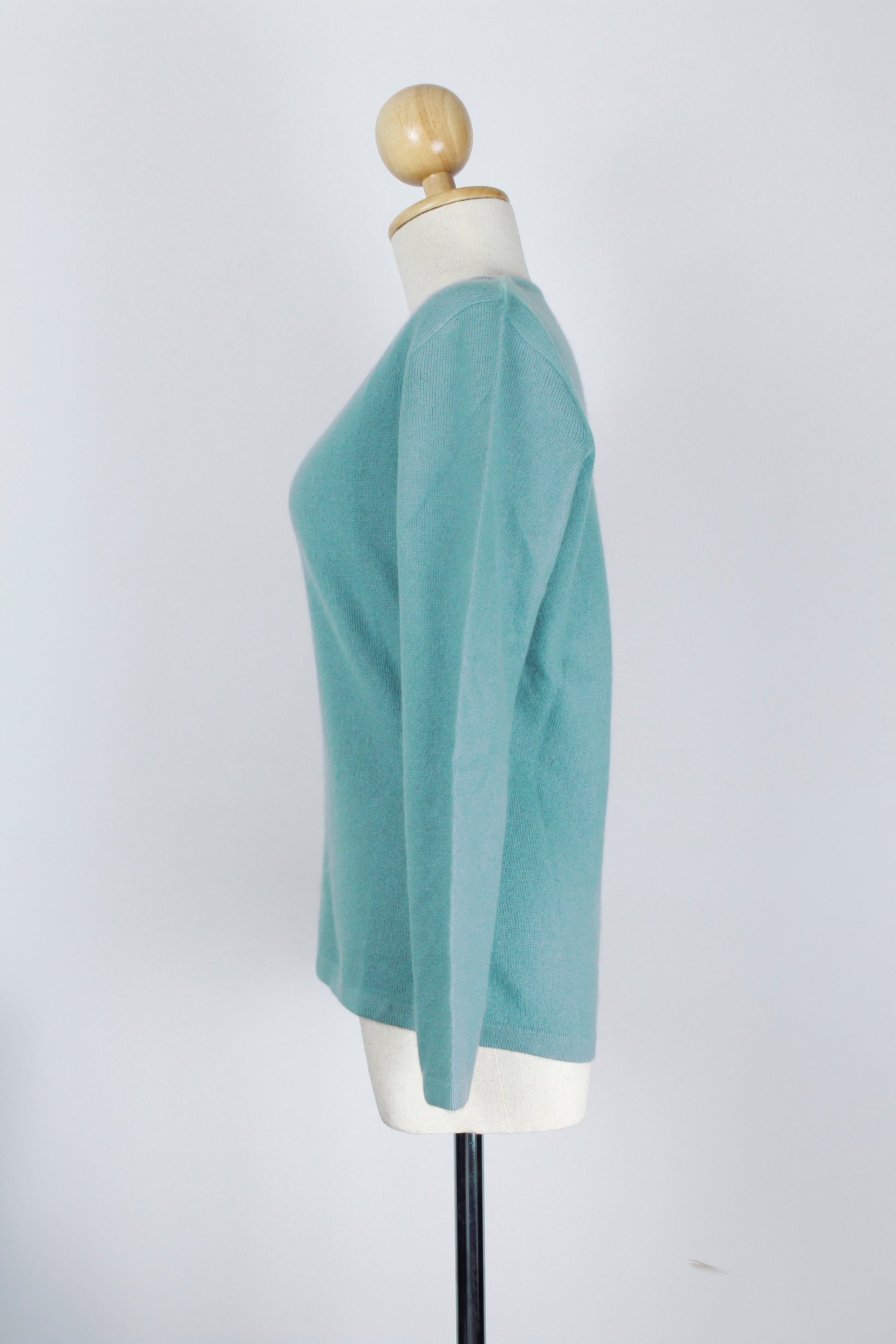 Cadet Blue V-Neck Cashmere Pullover Sweater For Women
