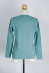 Cadet Blue V-Neck Cashmere Pullover Sweater For Women
